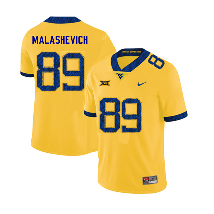 NCAA Men's Graeson Malashevich West Virginia Mountaineers Yellow #89 Nike Stitched Football College 2019 Authentic Jersey WT23I22GI